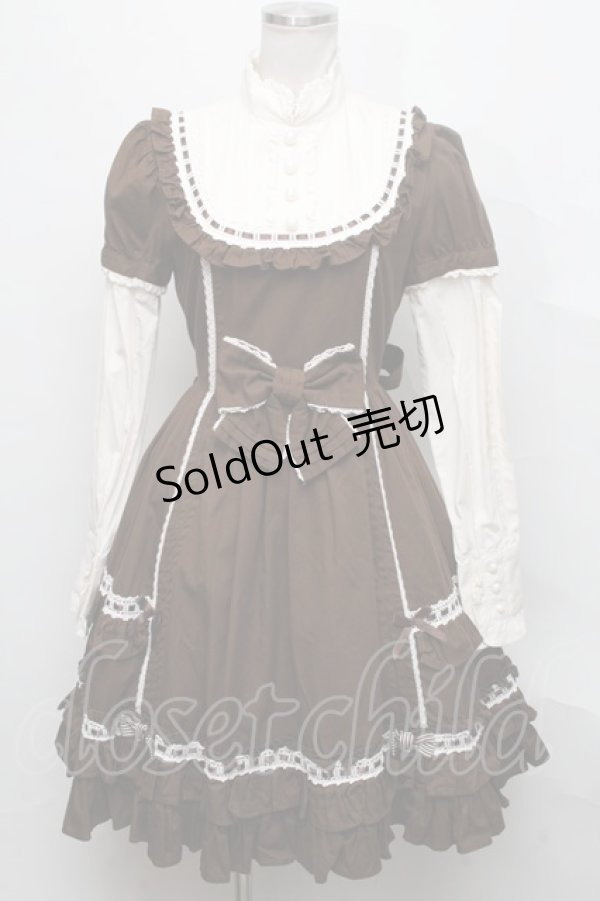 画像1: Angelic Pretty / 社交界ワンピース  ブラウン S-24-09-29-012-AP-OP-AS-ZS (1)