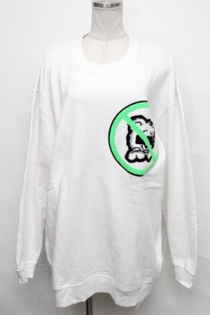 画像: LAND by MILKBOY / NO LAND BEAR スウェット  白 S-24-10-05-024-MB-TO-AS-ZT201
