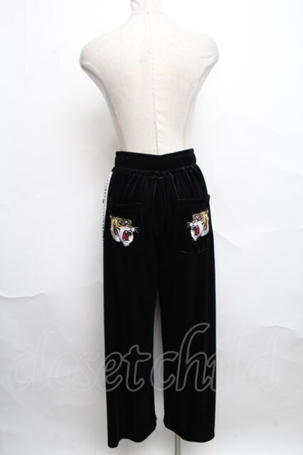 画像3: LISTEN FLAVOR / タイガーチェイナベロアトラックパンツ  黒 S-24-10-09-076-PU-TS-AS-ZT070 (3)