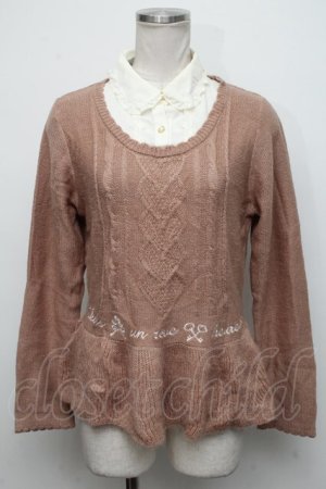 画像: axes femme POETIQUE / 刺繍入りニットプルオーバー  ピンク S-24-10-11-033-AX-OP-HR-ZI