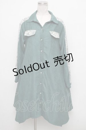 画像: axes femme / 袖レースアップシャツワンピース  カーキ S-24-10-13-056-AX-OP-AS-ZT449