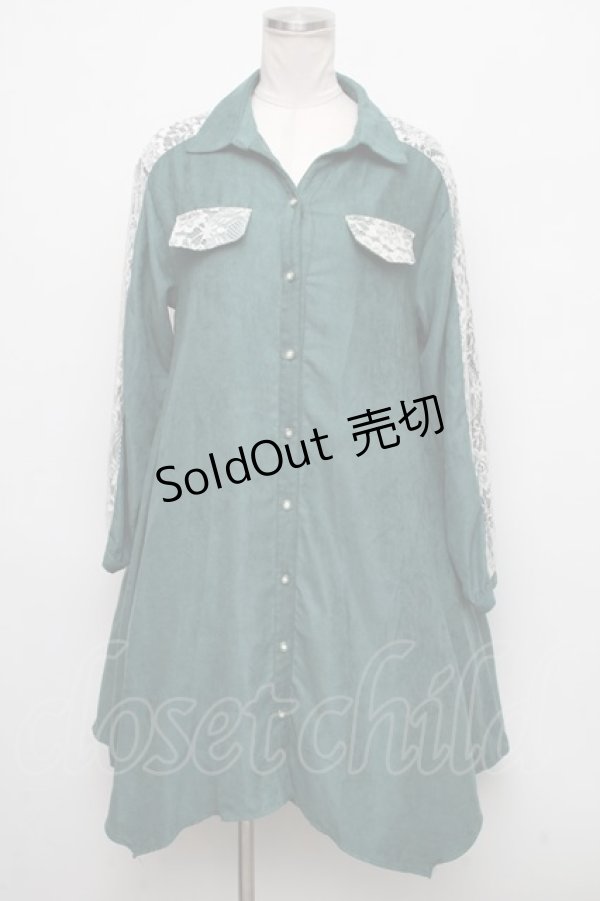 画像1: axes femme / 袖レースアップシャツワンピース  カーキ S-24-10-13-056-AX-OP-AS-ZT449 (1)