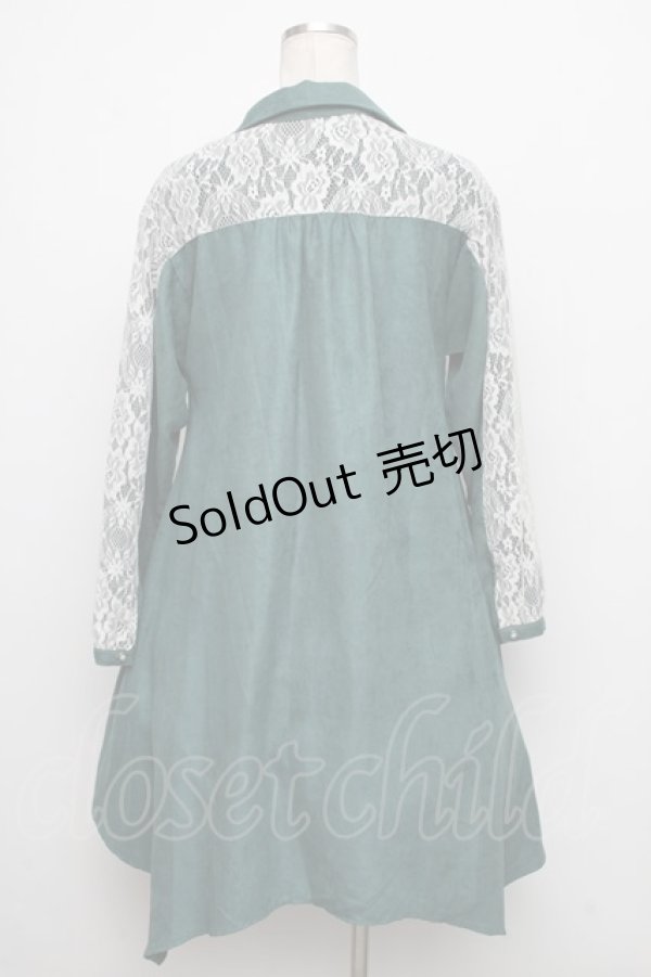 画像2: axes femme / 袖レースアップシャツワンピース  カーキ S-24-10-13-056-AX-OP-AS-ZT449 (2)