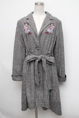 画像: axes femme POETIQUE / 刺繍フィッシュテールコート  黒ｘ白 S-24-10-15-034-AX-CO-AS-ZT-C024