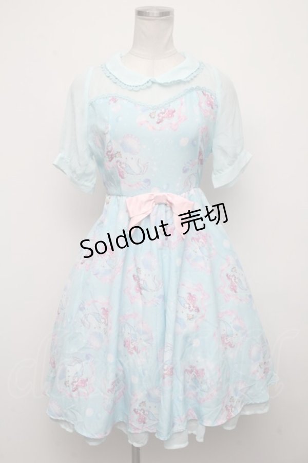 画像1: Angelic Pretty / Disney Crystal Dream Mermaid アリエル＆フランダーワンピース  サックス S-24-10-22-066-AP-OP-AS-ZS (1)