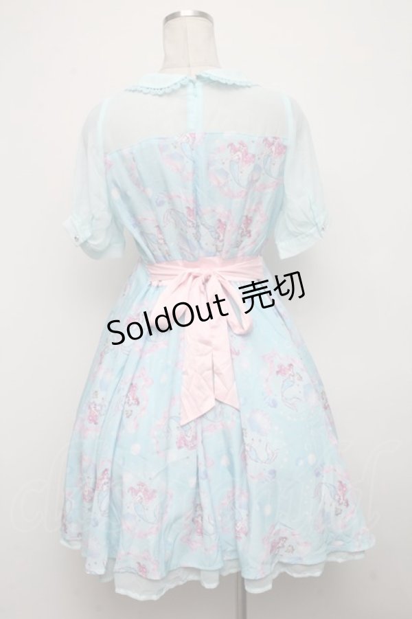 画像2: Angelic Pretty / Disney Crystal Dream Mermaid アリエル＆フランダーワンピース  サックス S-24-10-22-066-AP-OP-AS-ZS (2)