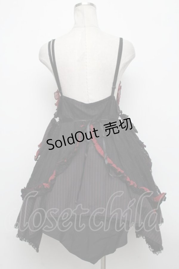 画像2: H jelly / レースストライプベビードール  赤ｘ黒 S-24-11-06-075-HN-TO-HR-ZS (2)
