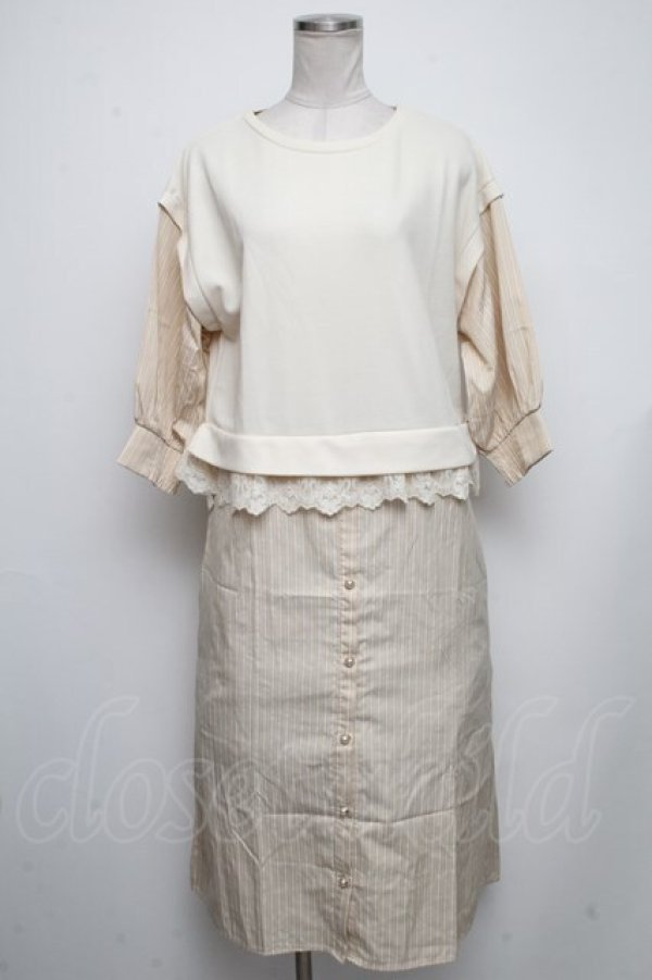 画像1: axes femme / ドッキングシャツワンピース  ベージュ S-24-11-13-062-AX-OP-HR-ZT178 (1)