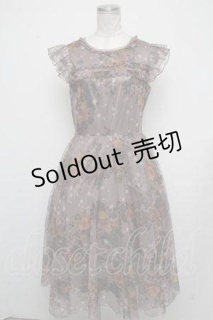 画像: 【SALE】axes femme / プリントチュールワンピース  ブラウン S-24-11-13-066-AX-OP-HR-ZT462