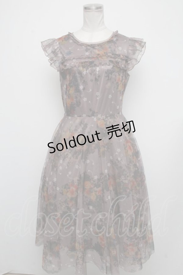 画像1: 【SALE】axes femme / プリントチュールワンピース  ブラウン S-24-11-13-066-AX-OP-HR-ZT462 (1)