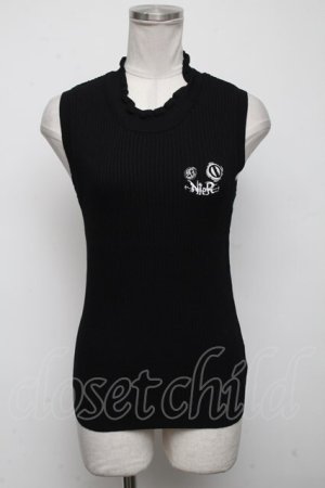 画像: NieR Clothing / リブトップス  黒 S-24-11-14-017-PU-TO-AS-ZT218