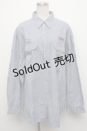 画像: Karl Helmut / ロゴワッペンポケットチェックシャツ  青ｘ白 S-24-11-18-043-EL-BL-HR-ZI