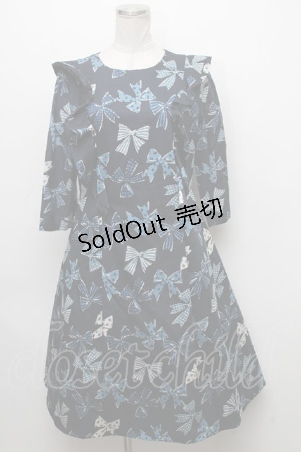 画像1: Jane Marple / Ribbons go around　Bellドレス  ネイビー S-24-11-25-072-JM-OP-HR-ZS (1)