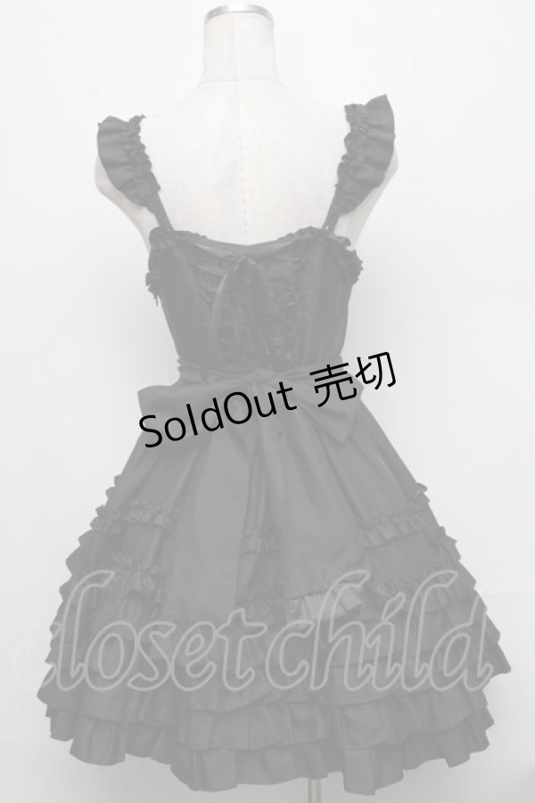 画像2: Angelic Pretty / ドレッシーサテンフリルジャンパースカート  黒 S-24-12-01-056-AP-OP-AS-ZS (2)
