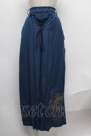 画像: Ozz oneste / 刺繍袴スカート  紺 S-24-12-06-090-OO-SK-AS-ZS