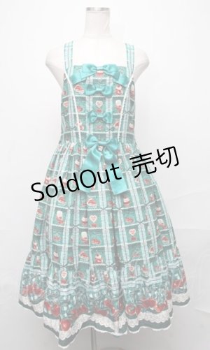 画像: metamorphose / Retro Cherryティアードジャンパースカート  グリーン S-24-12-08-066-ME-OP-HR-ZS