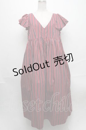 画像: EXCENTRIQUE /レジメンタルダブリエワンピース  ボルドー S-24-12-12-084-EL-OP-SZ-ZT189