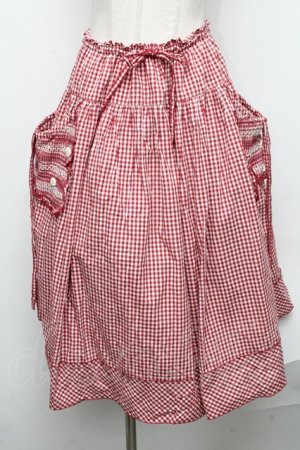画像: PINK HOUSE / デイジーモチーフ付きギンガムスカート  赤 S-24-12-13-083-LO-SK-SZ-ZT356