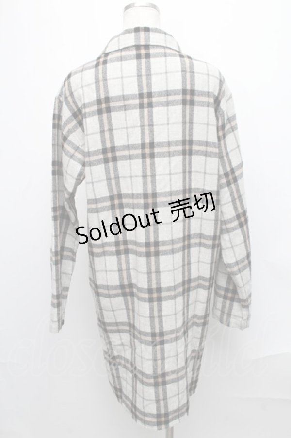 画像2: MILKBOY / ウールチェックロングシャツ  ベージュ S-24-12-13-051-MB-BL-AS-ZT174 (2)