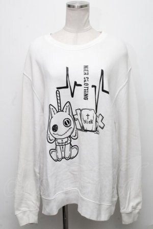 画像: NieR Clothing / プリントトレーナー  白 S-24-12-15-063-PU-TO-HR-ZT376