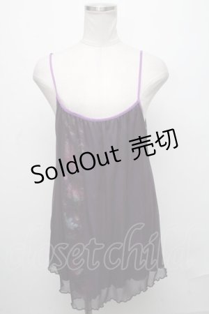 画像: gouk / チュール重ね和柄キャミソール  紫 S-24-12-15-018-GO-TO-HR-ZS