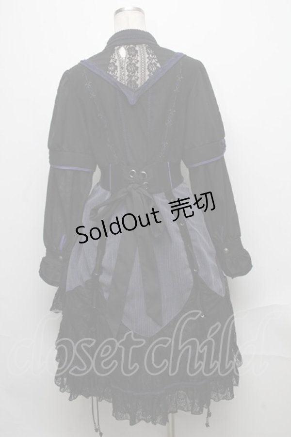 画像2: Ozz On / フロントジップ長袖ワンピース  黒ｘ紺 S-24-12-23-064-OO-OP-HR-ZS (2)