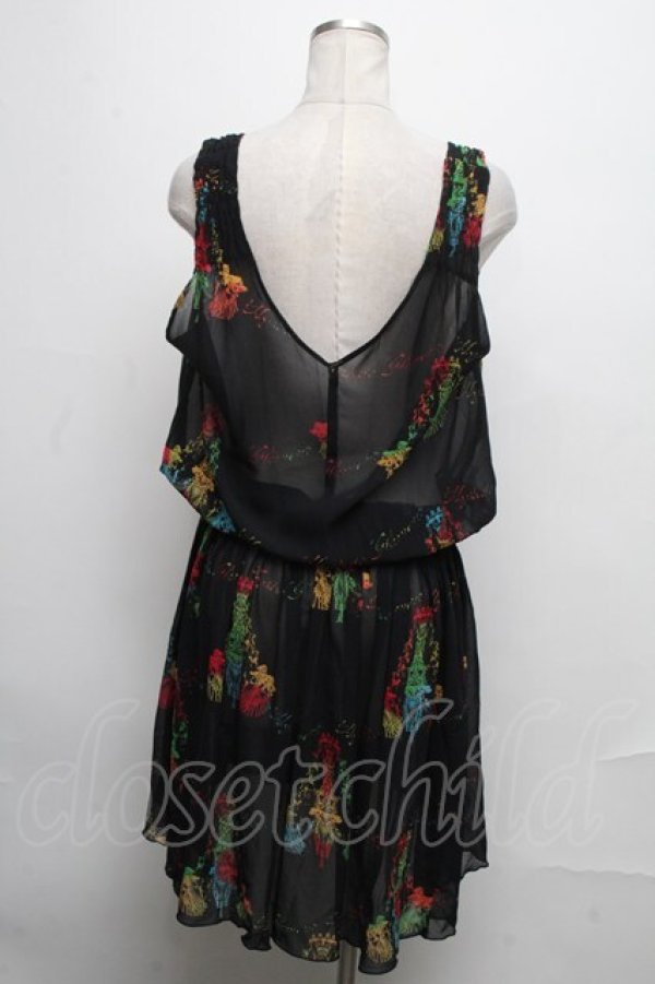 画像2: HYSTERIC GLAMOUR / プリントシフォンワンピース  黒 S-24-12-23-083-PU-OP-HR-ZT187 (2)