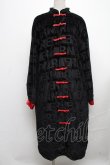 画像1: NieR Clothing / チャイナボタンベロアロングワンピース  赤ｘ黒 S-24-12-24-047-PU-JA-HR-ZT188 (1)