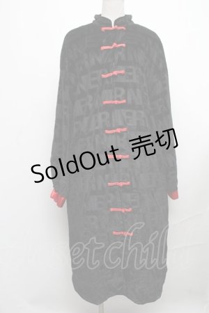 画像: 【SALE】NieR CLOTHING / チャイナボタンベロアロングワンピース  赤ｘ黒 S-24-12-24-047-PU-JA-HR-ZT188