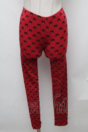 画像: HYSTERIC GLAMOUR / ネコプリントレギンス  赤 S-24-12-27-082-PU-PA-AS-ZT189