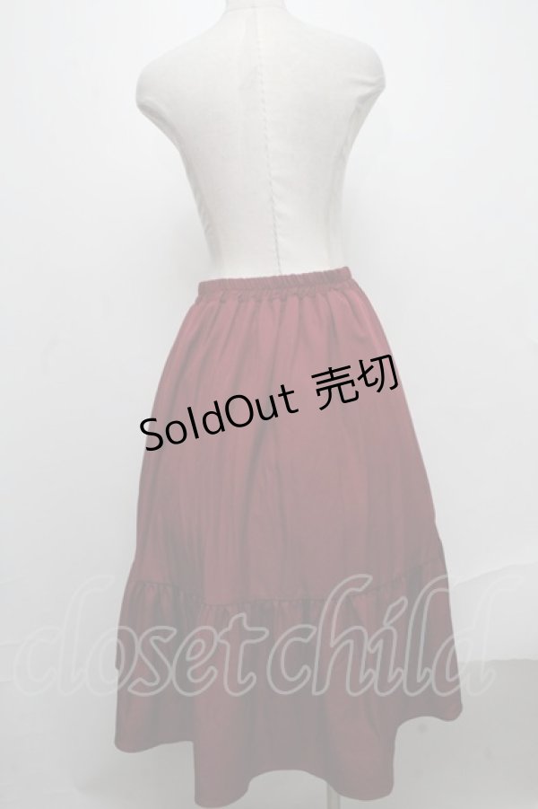 画像2: axes femme / チャイナ釦ラッフルスカート  ワイン S-24-12-29-074-AX-SK-HR-ZS (2)