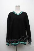 画像1: NieR Clothing / シエル配色ニット  黒ｘグリーン S-24-12-29-031-PU-TO-HR-ZT189 (1)