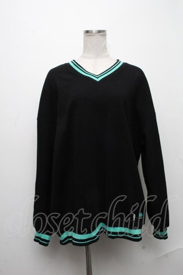 画像1: NieR Clothing / シエル配色ニット  黒ｘグリーン S-24-12-29-031-PU-TO-HR-ZT189 (1)