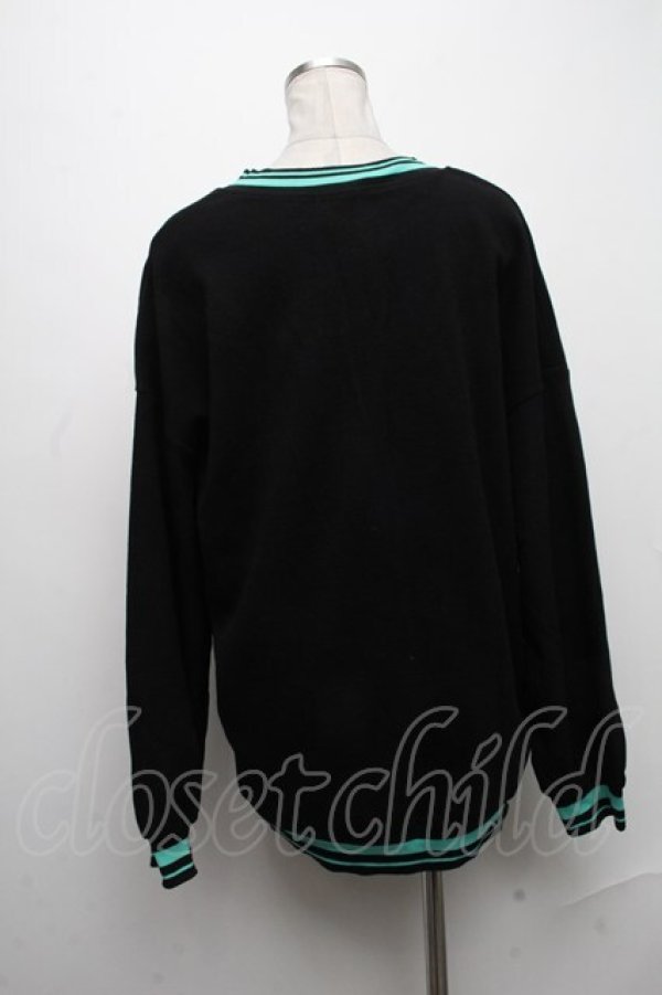 画像2: NieR Clothing / シエル配色ニット  黒ｘグリーン S-24-12-29-031-PU-TO-HR-ZT189 (2)