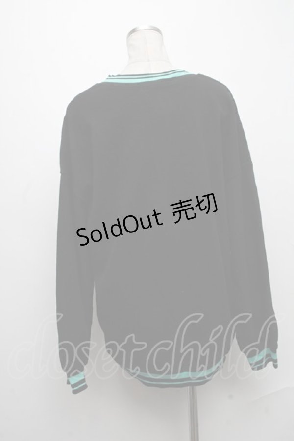 画像2: NieR Clothing / シエル配色ニット  黒ｘグリーン S-24-12-29-031-PU-TO-HR-ZT189 (2)