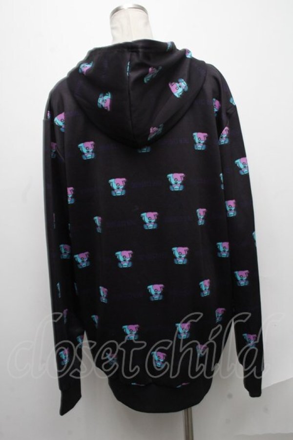 画像2: NieR Clothing / 転写ボタンデザインパーカー  黒 S-24-12-29-037-PU-TO-HR-ZT188 (2)