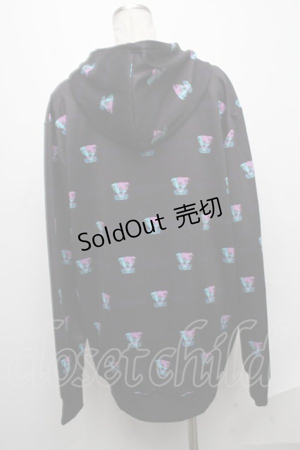 画像2: 【SALE】NieR CLOTHING / 転写ボタンデザインパーカー  黒 S-24-12-29-037-PU-TO-HR-ZT188 (2)