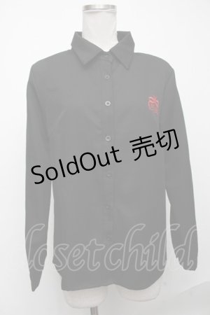 画像: NieR Clothing / 刺繍シャツ  黒 S-25-01-05-028-PU-BL-AS-ZT188