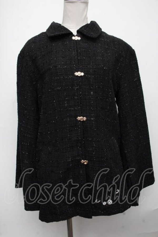 画像1: NieR Clothing / ラメツイードジャケット  黒 S-25-01-05-036-PU-JA-AS-ZT188 (1)