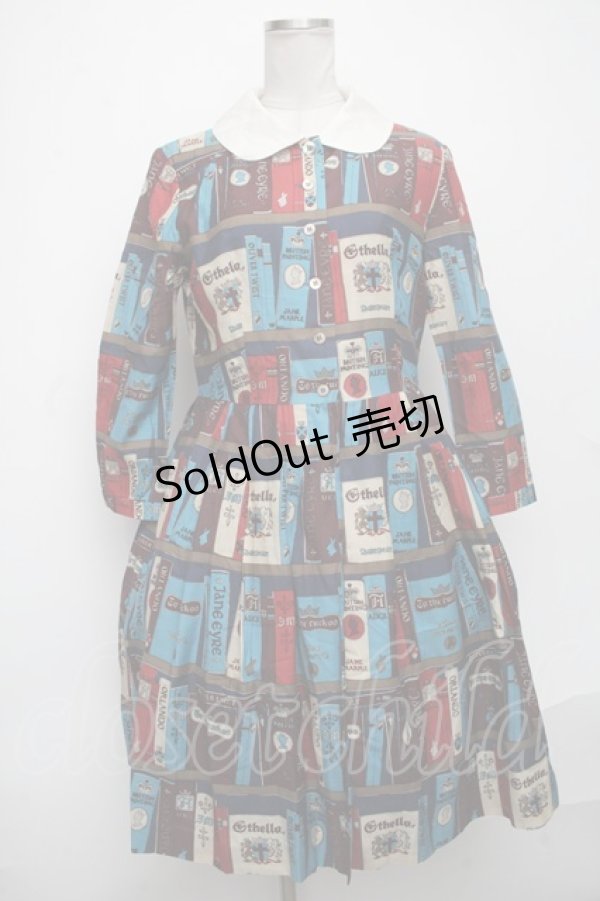 画像1: Jane Marple / British Libraryワンピース  ブルー S-25-01-05-043-JM-OP-HR-ZT362 (1)