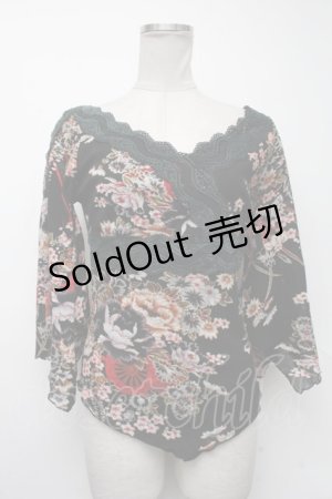 画像: Ozz On / 着物袖チャイナトップス  黒 S-25-01-09-033-OO-TO-HR-ZS