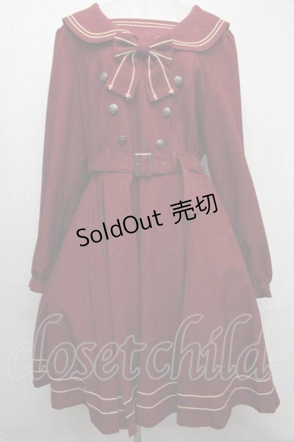 画像1: metamorphose / 長袖セーラーワンピース 2 ワイン S-25-01-11-061-ME-OP-AS-ZS (1)