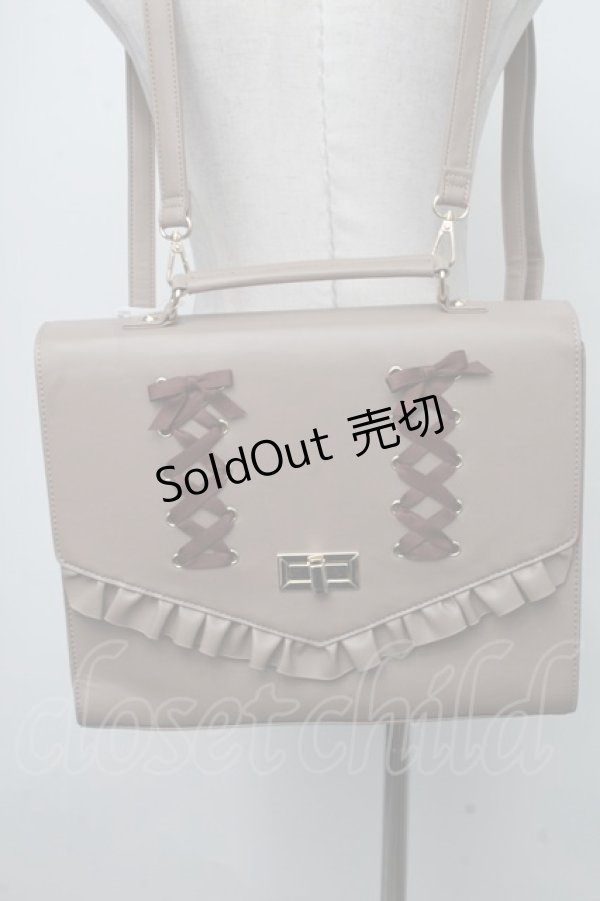 画像1: axes femme POETIQUE / レースアップサッチェルバッグ  モカ S-25-01-11-007-AX-BG-AS-ZT286 (1)