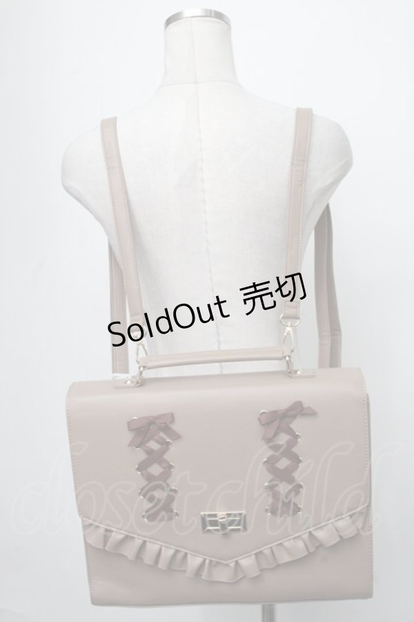 画像2: axes femme POETIQUE / レースアップサッチェルバッグ  モカ S-25-01-11-007-AX-BG-AS-ZT286 (2)