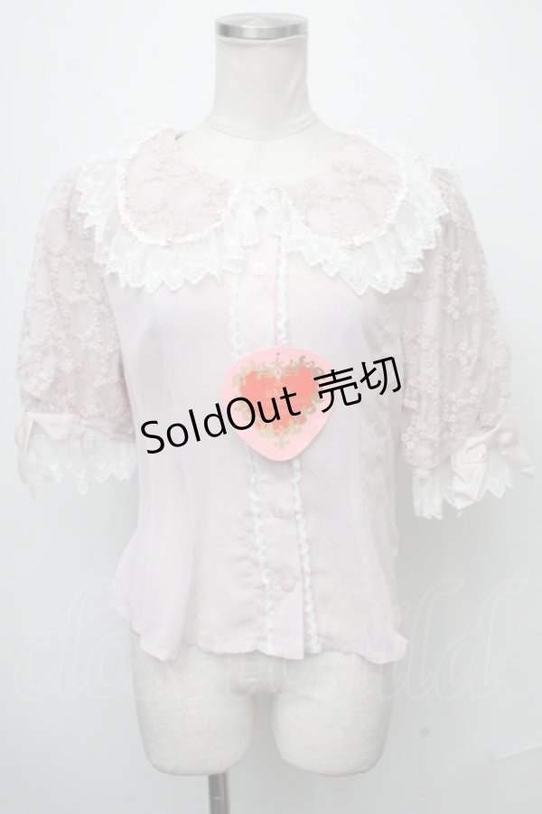 画像1: BABY,THE STARS SHINE BRIGHT / はるちゃんの願いを紡ぐFlower embroideryブラウス  ピンク S-25-01-11-016-BA-BL-AS-ZS (1)