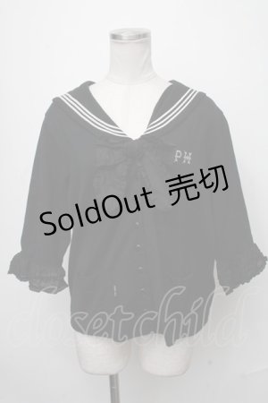 画像: PINK HOUSE / リボンブローチ付きセーラーカラーカーディガン  黒 S-25-01-11-020-LO-BL-HR-ZT350