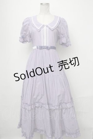 画像: Maria pipi / セーラーカラーチェックレースドレス  ラベンダー S-25-01-11-039-EL-OP-AS-ZT154