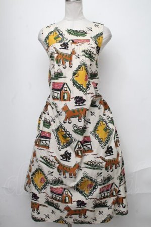 画像: Jane Marple / Strolling cat tablier dress  オフ S-25-01-11-049-JM-OP-AS-ZT347