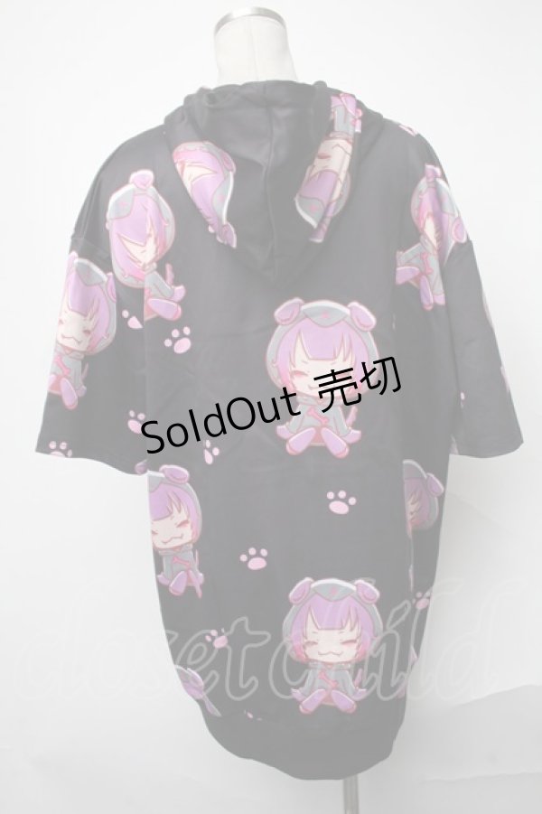 画像2: NieR Clothing / プリント半袖パーカー  黒 S-25-01-19-030-PU-TO-HR-ZS (2)