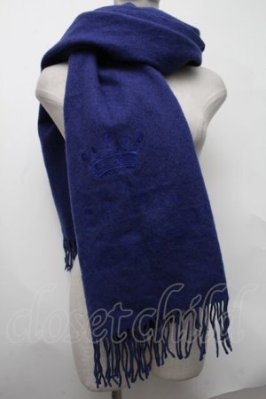 画像: Jane Marple / ロゴクラウン刺繍マフラー  ネイビー S-25-01-22-011-JM-ZA-HR-ZT169